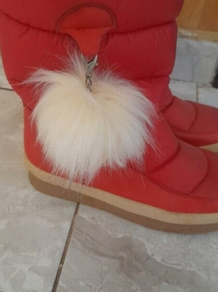 ACİL SATILIK...Kırmızı Kürklü Kadın Kar Çizmesi - Görsel 2