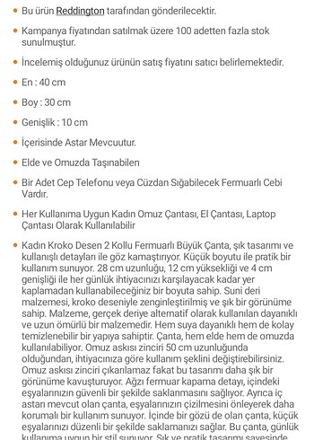 ACİL SATILIK.Kadın Kroko Desen Fermuarlı Büyük Çanta OmuzÇantası - Görsel 11