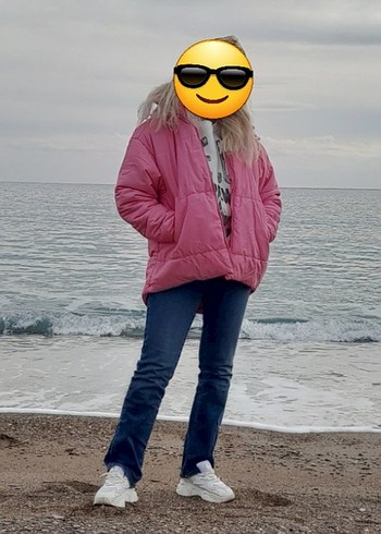 Pembe Kapüşonlu Bayan Mont - Görsel 15