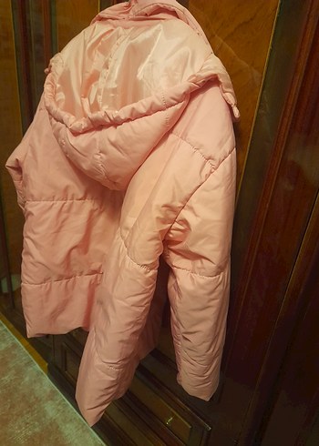 Pembe Kapüşonlu Bayan Mont - Görsel 7