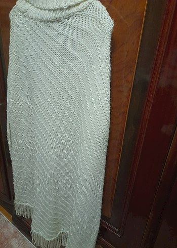 ACİL SATILIK...Bohem Tarz Uzun Kollu Boğazlı krem rengi panço - Görsel 8