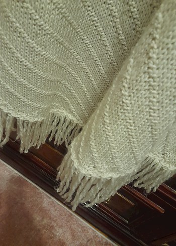 ACİL SATILIK...Bohem Tarz Uzun Kollu Boğazlı krem rengi panço - Görsel 7