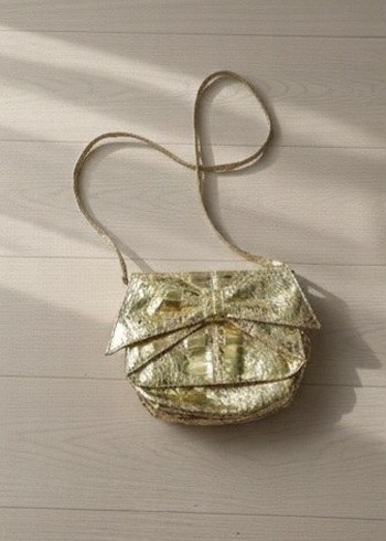 ACİL SATILIK...Altın Renk Yılan Desenli Kadın Portföy Çanta - Görsel 16