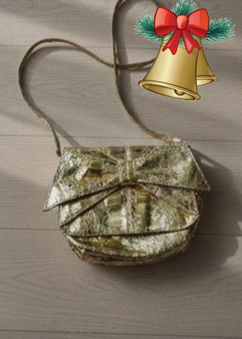 ACİL SATILIK...Altın Renk Yılan Desenli Kadın Portföy Çanta - Görsel 3