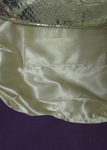 ACİL SATILIK...Altın Renk Yılan Desenli Kadın Portföy Çanta - Görsel 12