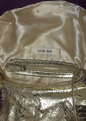 ACİL SATILIK...Altın Renk Yılan Desenli Kadın Portföy Çanta - Görsel 11