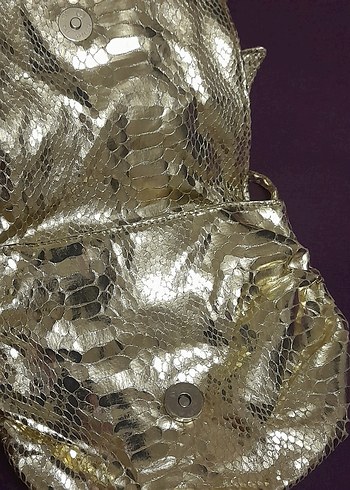 ACİL SATILIK...Altın Renk Yılan Desenli Kadın Portföy Çanta - Görsel 9