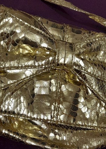 ACİL SATILIK...Altın Renk Yılan Desenli Kadın Portföy Çanta - Görsel 2