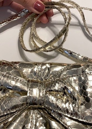 ACİL SATILIK...Altın Renk Yılan Desenli Kadın Portföy Çanta - Görsel 6