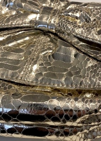 ACİL SATILIK...Altın Renk Yılan Desenli Kadın Portföy Çanta - Görsel 4