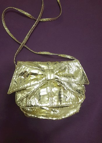 ACİL SATILIK...Altın Renk Yılan Desenli Kadın Portföy Çanta - Görsel 8