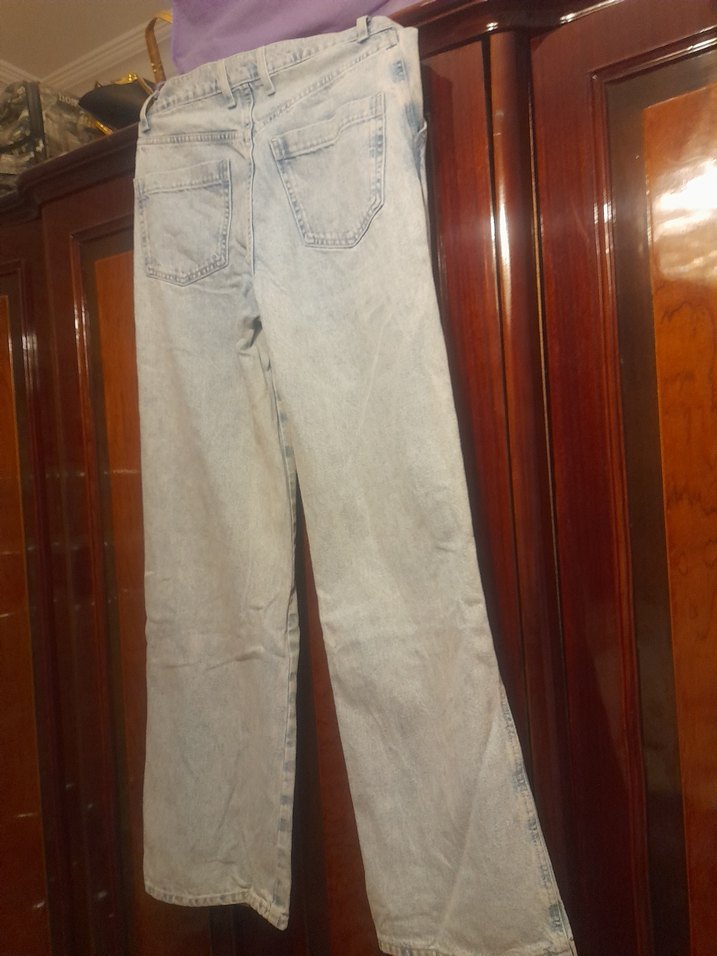 ACİL SATILIK...Gri Midi Boy Bol Kesim Kadın Kot Pantolon - Görsel 4