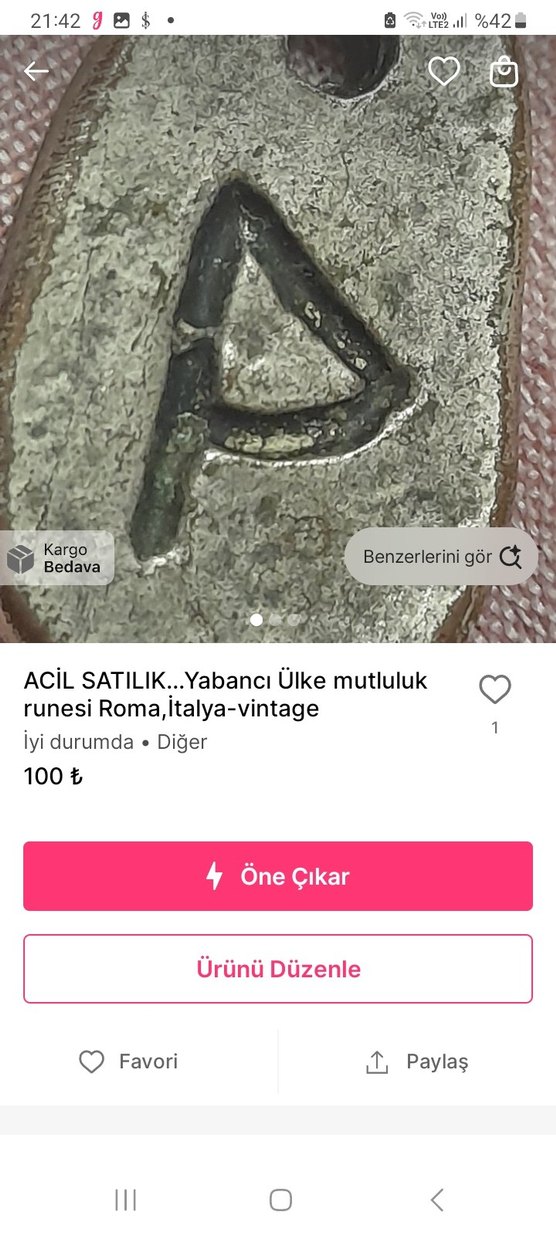 ACİL SATILIK...Yabancı Ülke Rune seti,Roma İtalya-Vintage - Görsel 3