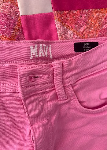 6 Yaş Beden pembe Renk Mavi Kız Pembe Düğmeli Pantolon