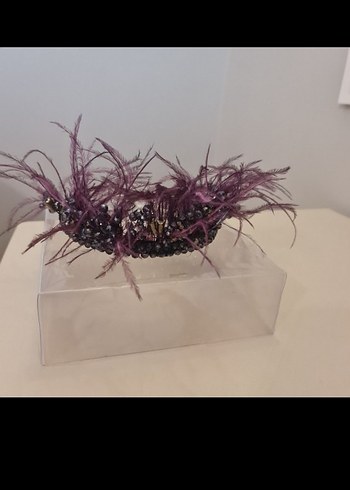 Mor Uzun Abiye Elbise, Fırfırlı, Askılı TÜYLÜ TAÇ HEDİYE - Görsel 9