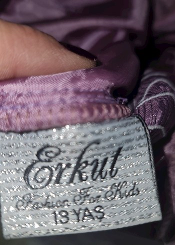 Mor Uzun Abiye Elbise, Fırfırlı, Askılı TÜYLÜ TAÇ HEDİYE - Görsel 8