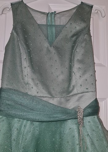 Yeşil Drapeli Uzun Abiye Elbise - Görsel 2