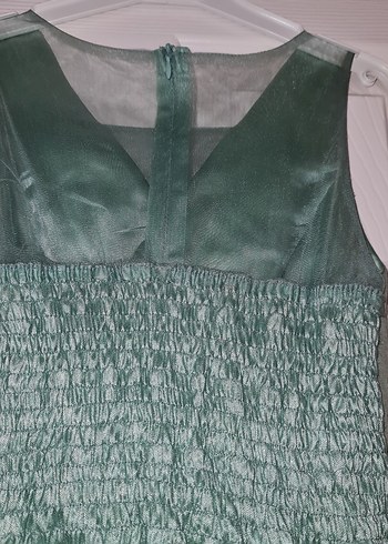 Yeşil Drapeli Uzun Abiye Elbise - Görsel 5