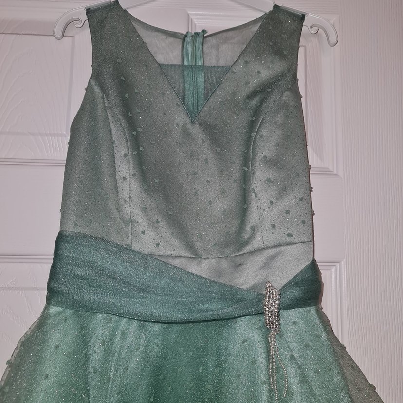 Yeşil Drapeli Uzun Abiye Elbise - Görsel 2