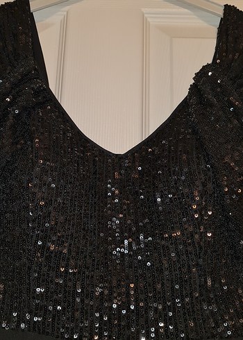 Siyah Drapeli V Yaka Uzun Abiye Elbise - Görsel 5