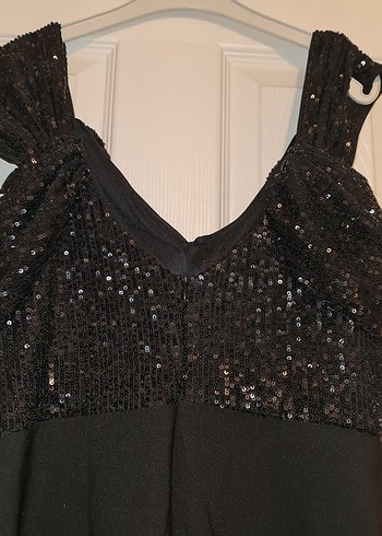 Siyah Drapeli V Yaka Uzun Abiye Elbise - Görsel 3