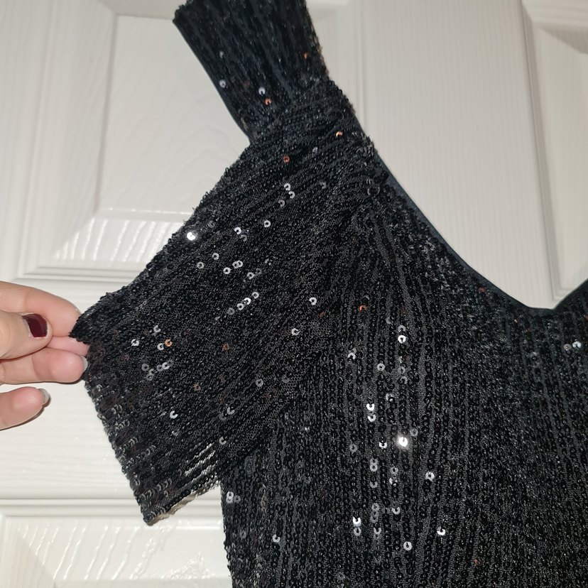 Siyah Drapeli V Yaka Uzun Abiye Elbise - Görsel 4