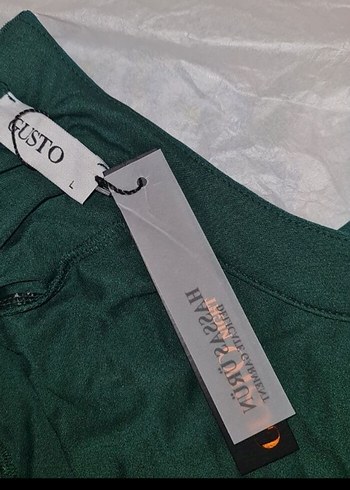 Uzun Kol Drapeli Yeşil Kadın Elbise Abiye - Görsel 3