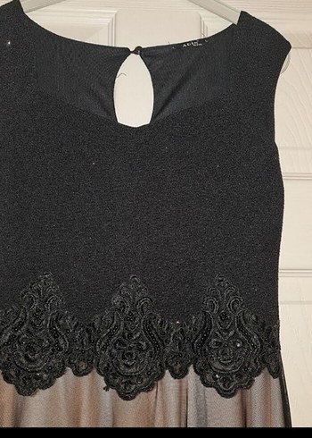 Siyah Gri Drapeli Straplez Uzun Kadın Elbise - Görsel 2