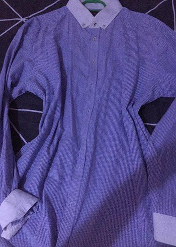 30 Beden mavi pamuklu Uzun Kollu unisex gömlek