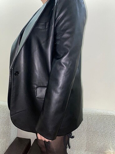 l Beden Deri blazer ceket