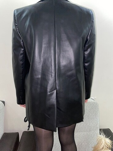 l Beden siyah Renk Deri blazer ceket
