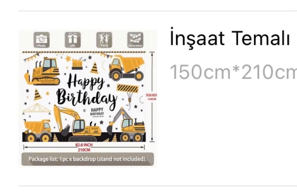 İnşaat Temalı Doğum Günü Seti - Görsel 2