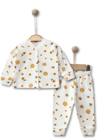 Beyaz Baskılı Uzun Kollu Kız Bebek Body - Görsel 2