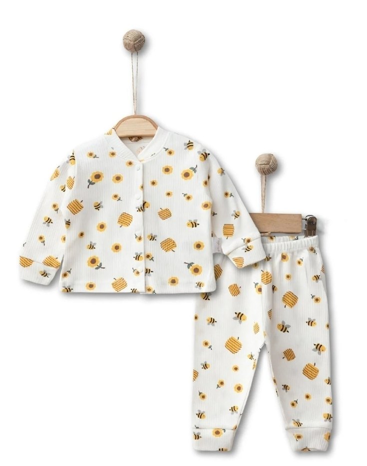 Beyaz Baskılı Uzun Kollu Kız Bebek Body - Görsel 2