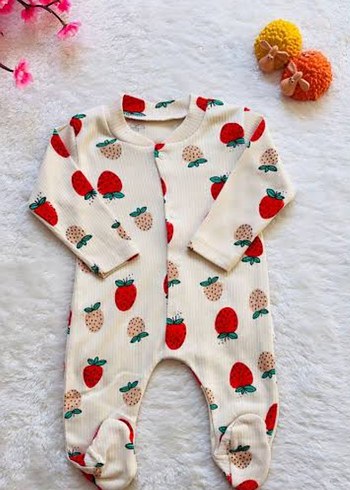 Renkli Baskılı Beyaz Bebek Kız Tulum - Görsel 2