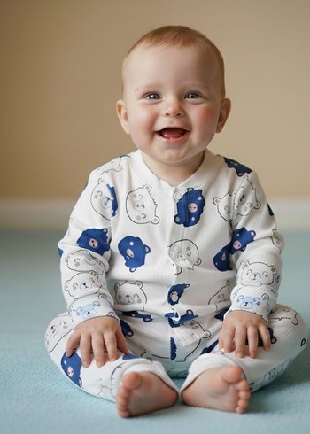 Beyaz Erkek Bebek Uzun Kollu Tulum - Görsel 2