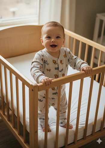 Beyaz Desenli Bebek Uyku takımı - Görsel 2