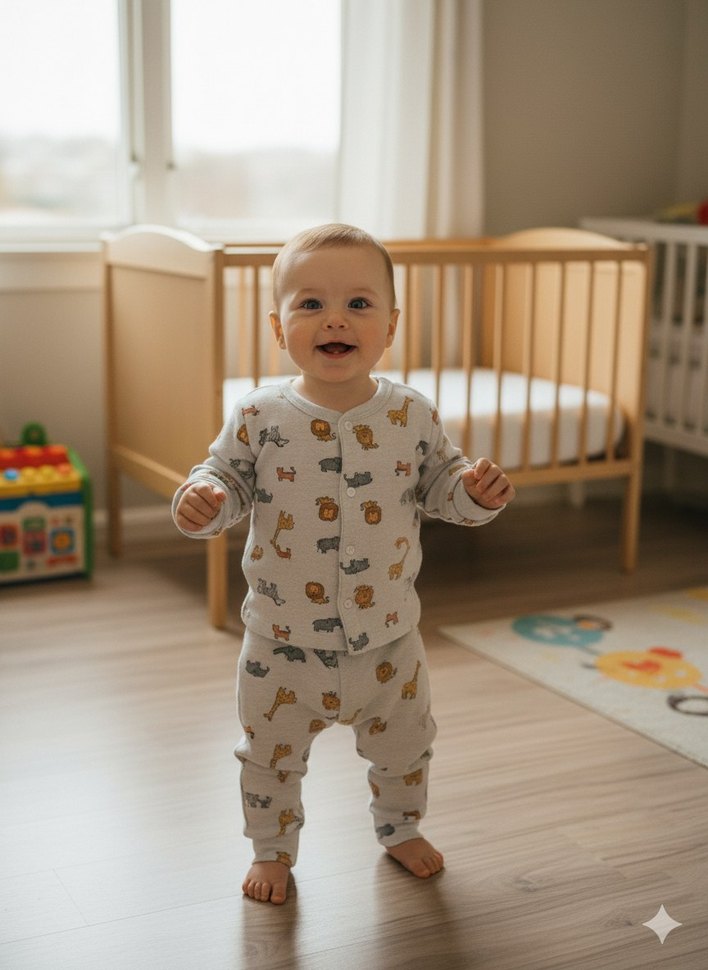 Beyaz Desenli Bebek Uyku takımı - Görsel 3