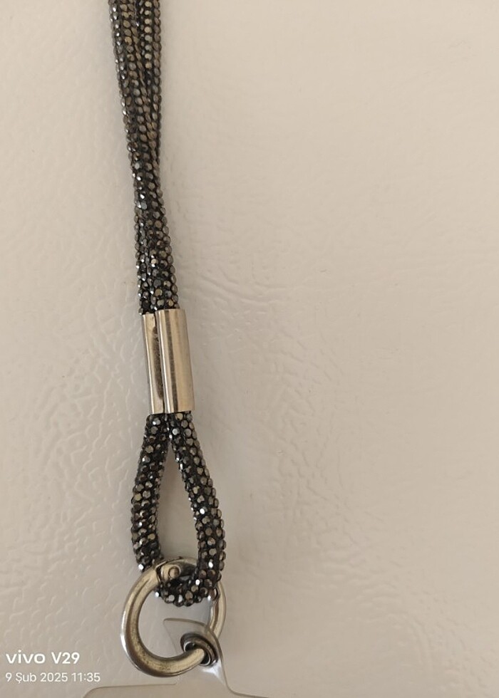 siyah taşlı Telefon askısı - Görsel 5