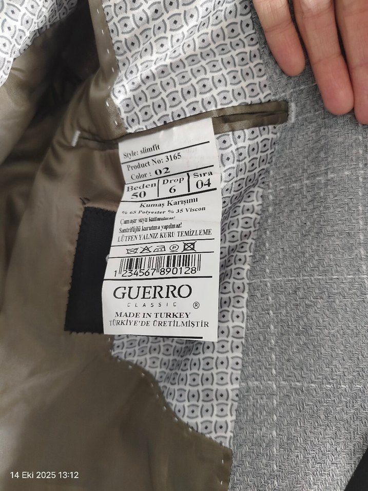 Guerro Gri çizgili Düğmeli Erkek Ceketi - Görsel 5