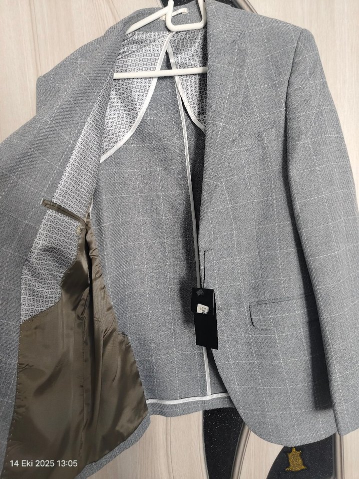 Guerro Gri çizgili Düğmeli Erkek Ceketi - Görsel 3