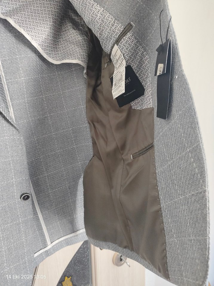 Guerro Gri çizgili Düğmeli Erkek Ceketi - Görsel 2