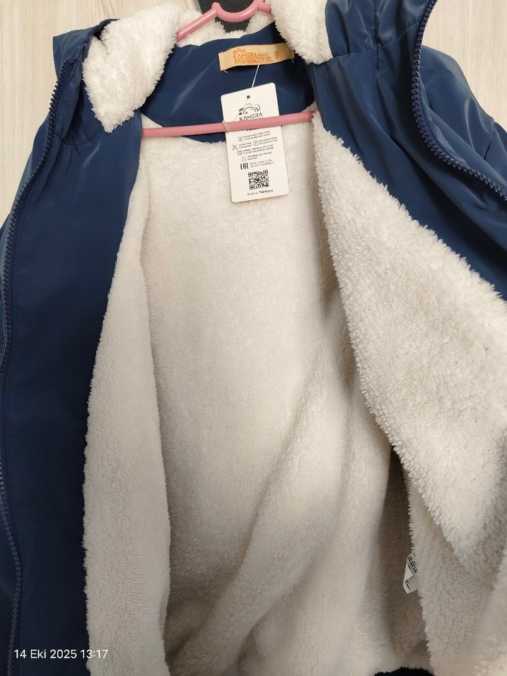 Mavi Fermuarlı cepli Kadın Midi Mont - Görsel 2