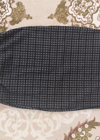 kışlık antrasit ekoseli bel lastikli kalem etek - Görsel 4