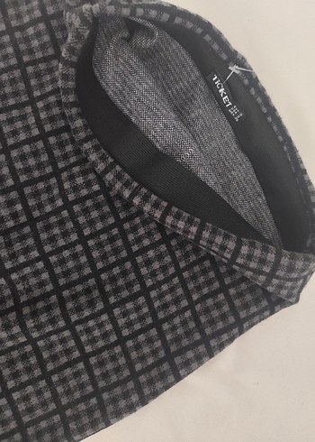 kışlık antrasit ekoseli bel lastikli kalem etek - Görsel 3