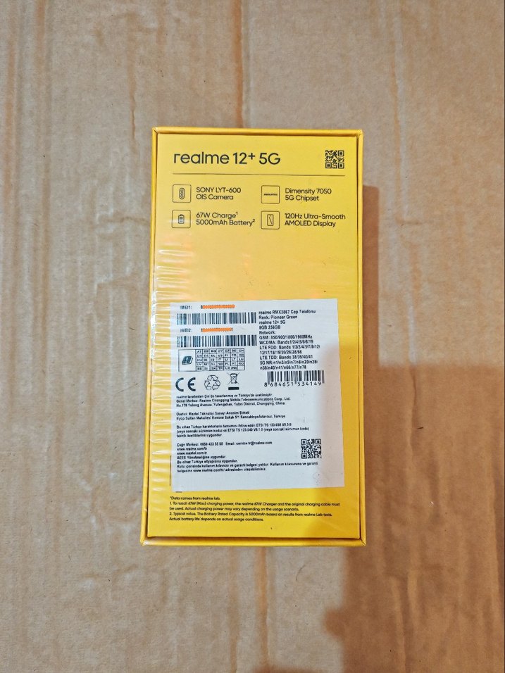 Realme 12+ plus 5g 8/256 yeşil telefon. sıfır - Görsel 3