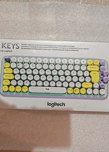 Logitech pop keys sarı lila Kablosuz Mekanik Klavye. sıfır
