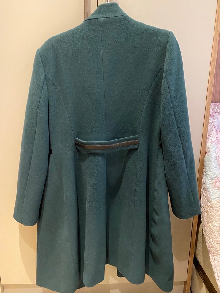 Adil Işık Düğmeli Yeşil Kadın Kaban - Görsel 2