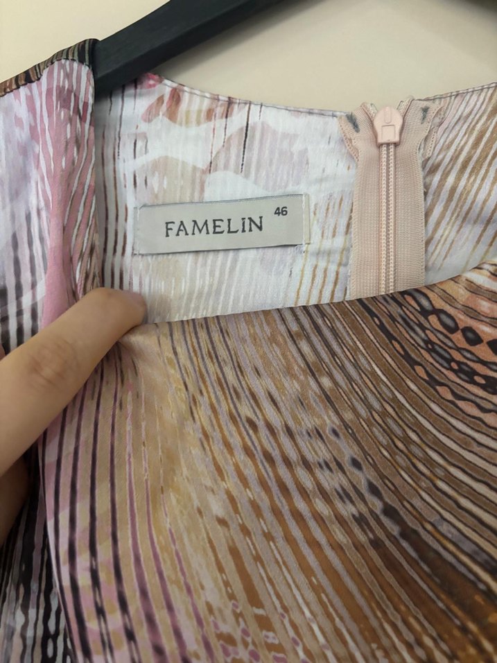 Bej Batik Desenli Uzun Kollu Bohem Elbise - Görsel 4