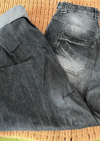 36 Beden Siyah gri eskitmeli baggy pantolon